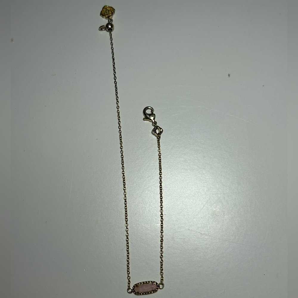 Kendra Scott Gold Chain Adjustable Bracelet in Rose Quartz